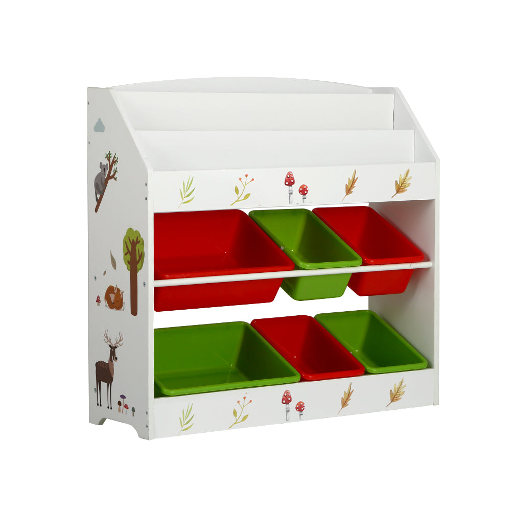 Keezi Kids' Bookshelf & Toy Organiser — 3 Tiers, 6 Bins — product image 3