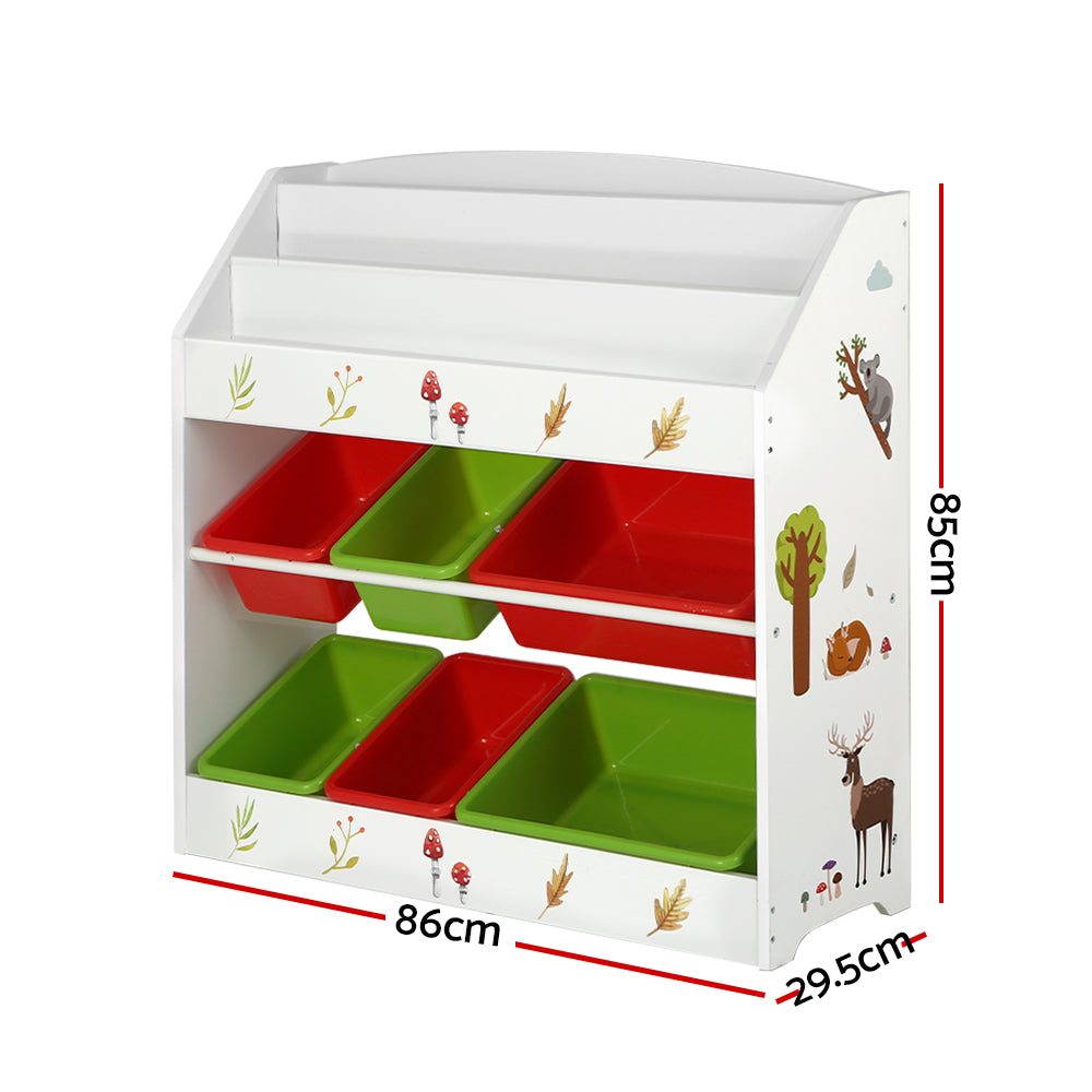 Keezi Kids' Bookshelf & Toy Organiser — 3 Tiers, 6 Bins — product image 4