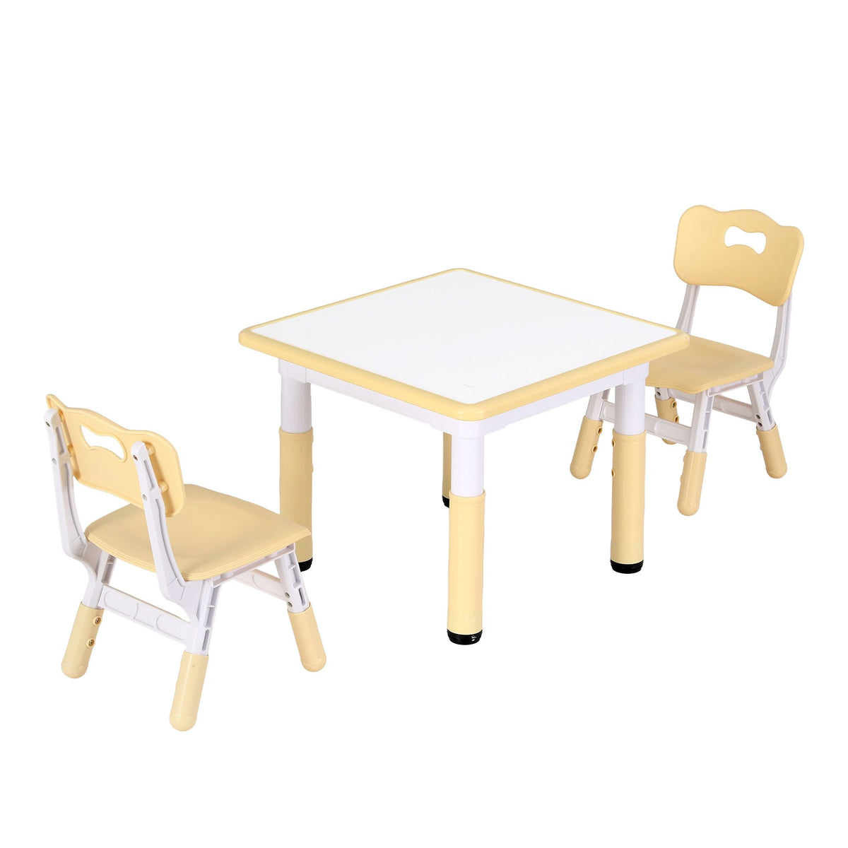 Keezi Kids Table and 2 Chairs Set Height Adjustable Toddler Desk and Chair Set for Ages 3-8 – Yellow — product image 3