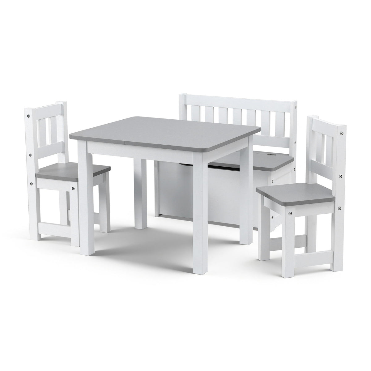 Keezi 4-Piece Kids Table & Chair Set with Storage – Grey — product image 1