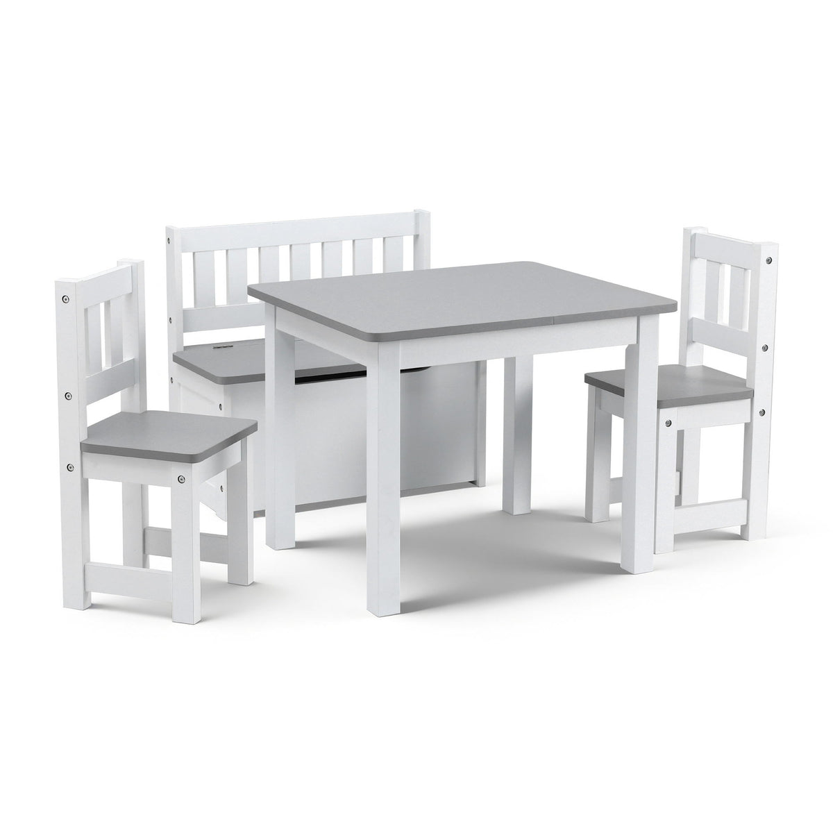 Keezi 4-Piece Kids Table & Chair Set with Storage – Grey — product image 3