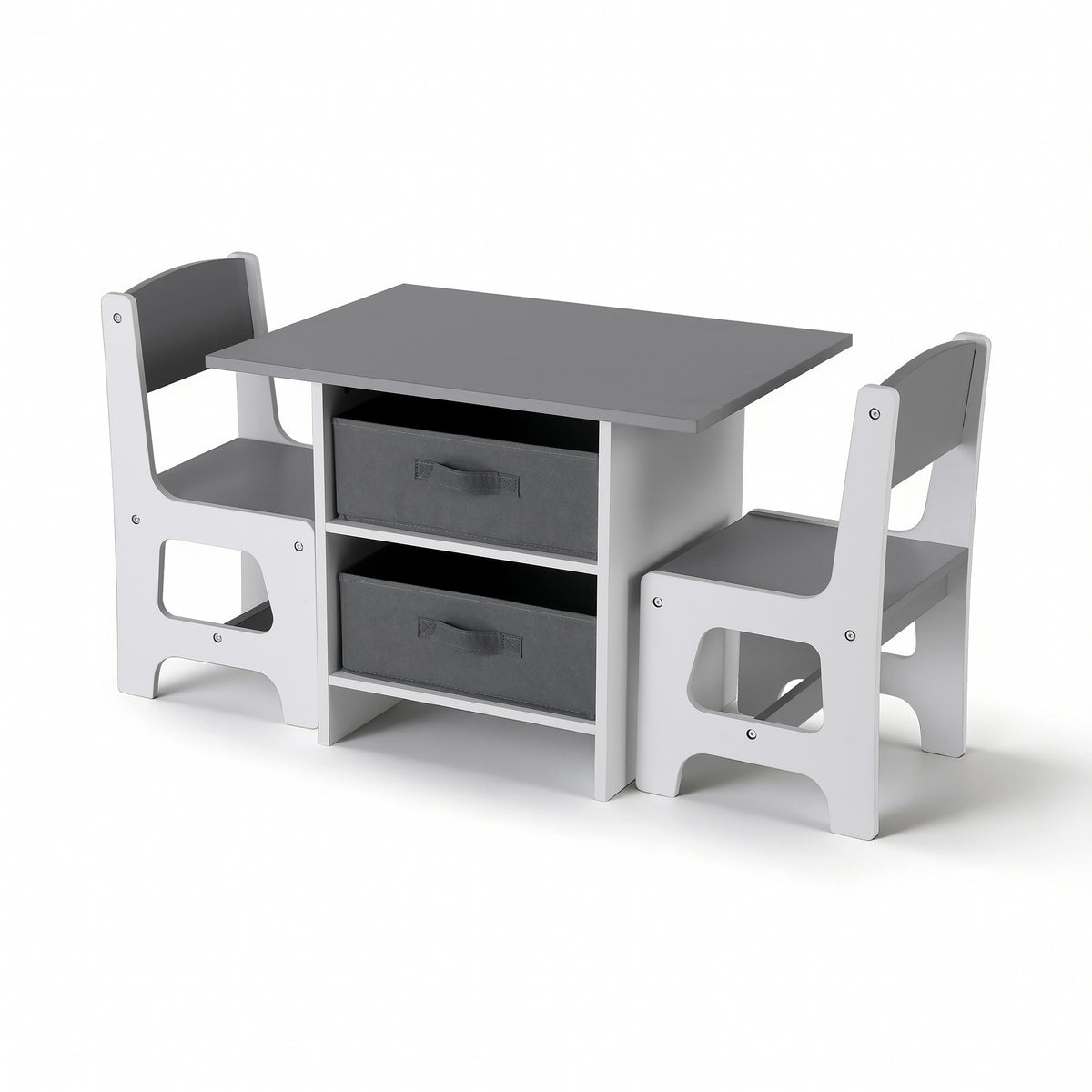 Keezi Wooden Table & 2 Chairs with Drawers — Grey — product image 3