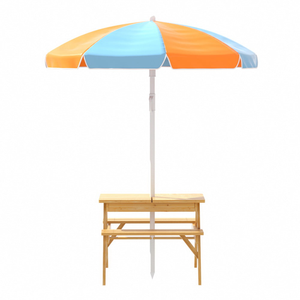 Keezi Picnic Table & Umbrella with Sand & Water Play — product image 3