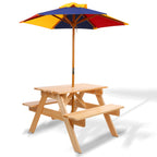 Keezi Kids Wooden Picnic Table Set with Umbrella — product image 1