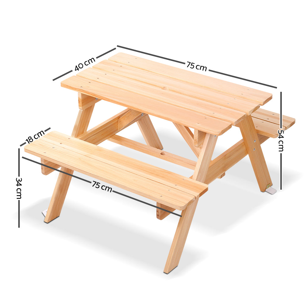 Keezi Kids Wooden Picnic Table Set with Umbrella — product image 2
