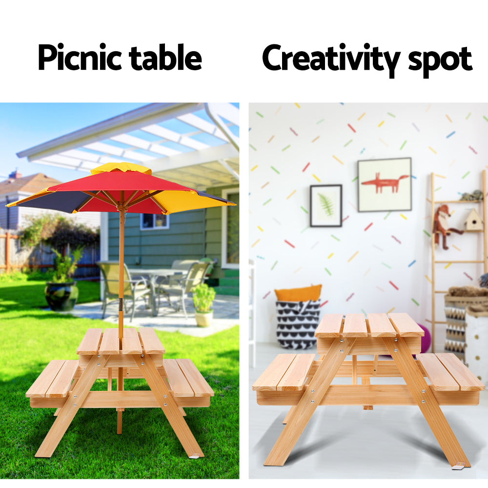 Keezi Kids Wooden Picnic Table Set with Umbrella — product image 5
