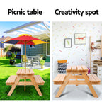 Keezi Kids Wooden Picnic Table Set with Umbrella — product image 5