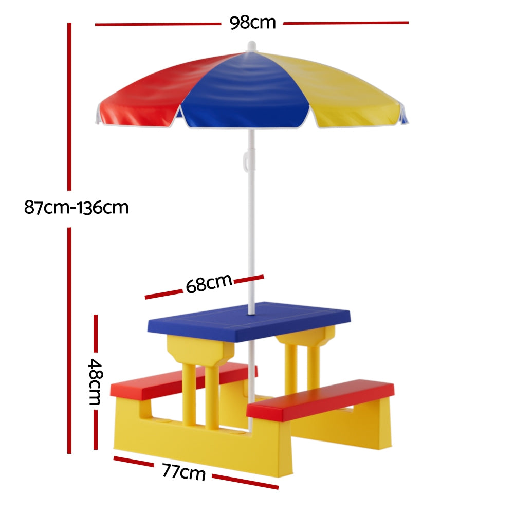 Keezi Kids' Picnic Table & Chairs with Umbrella — product image 2