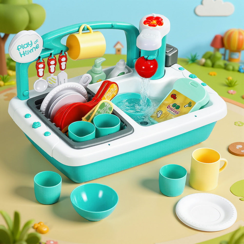 Keezi Pretend Kitchen Sink & Dishwasher — Green — product image 1