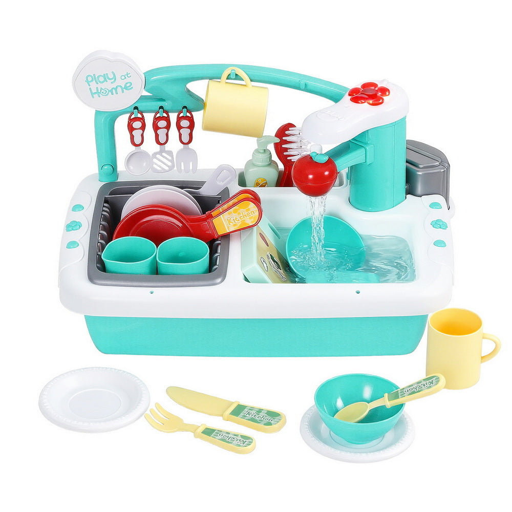 Keezi Pretend Kitchen Sink & Dishwasher — Green — product image 4
