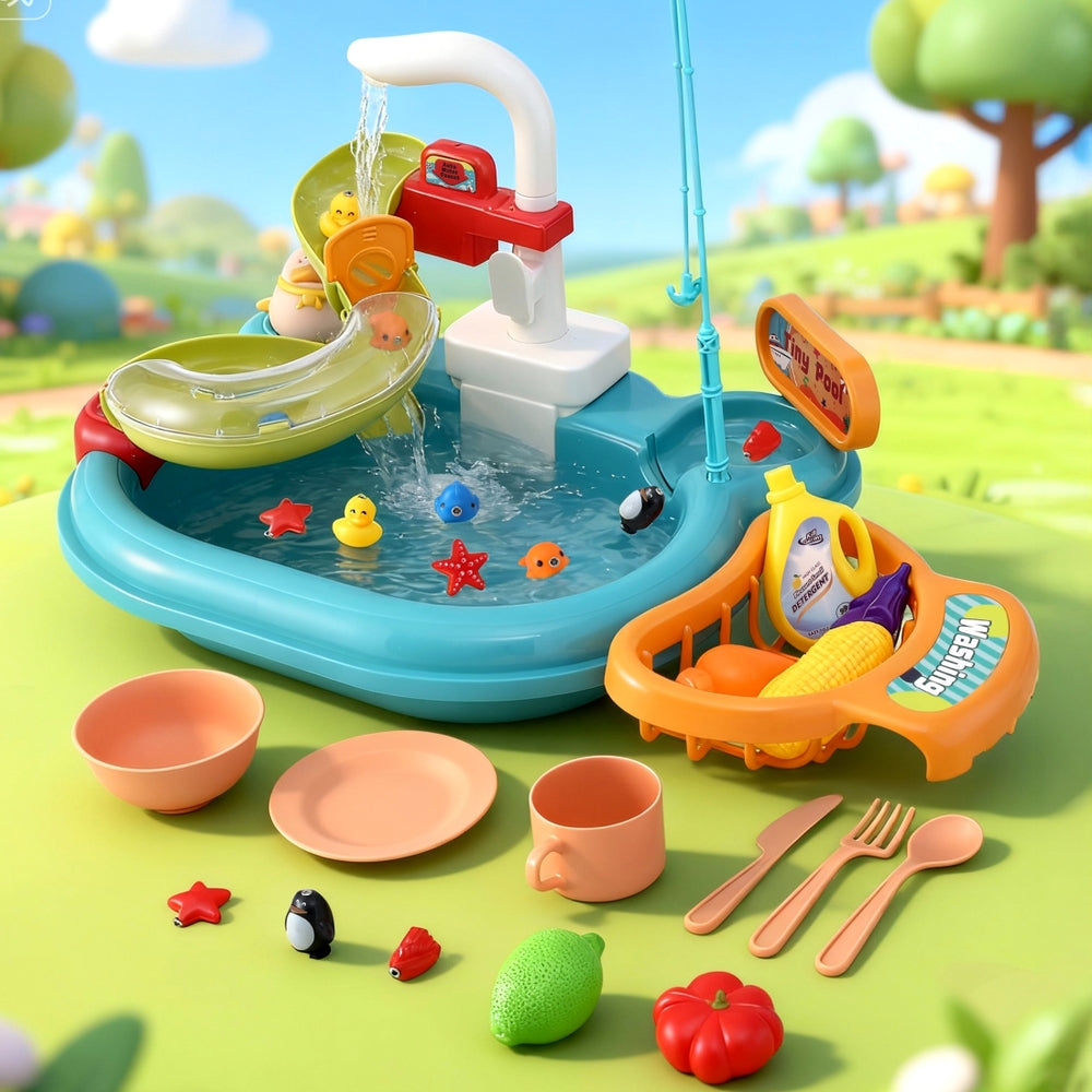 Keezi Play Sink with Tap & Fishing Toys — product image 1