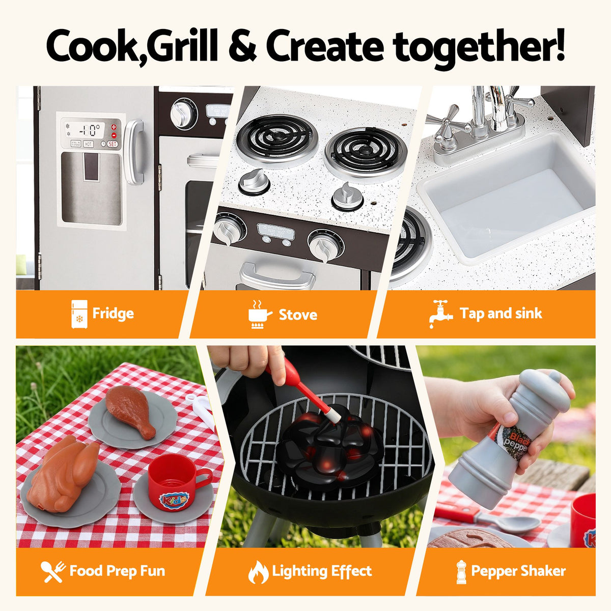 Keezi Wooden BBQ Play Kitchen — 80 cm — product image 6