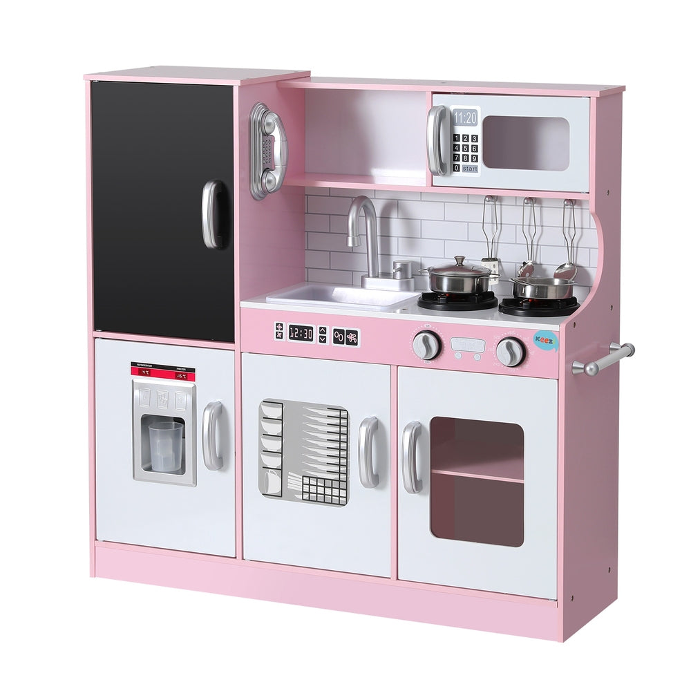 Keezi Wooden Play Kitchen with Blackboard — Pink, 80 cm
