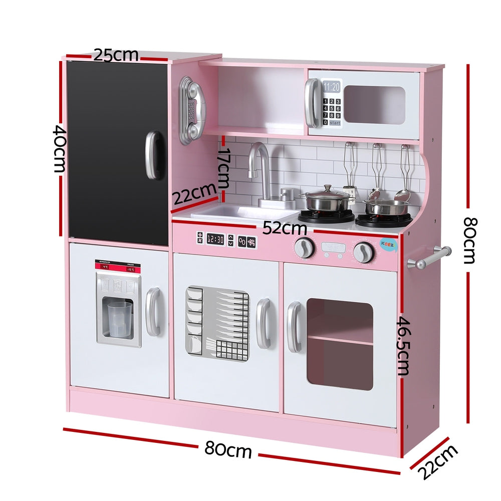 Keezi Wooden Play Kitchen with Blackboard — Pink, 80 cm — product image 2