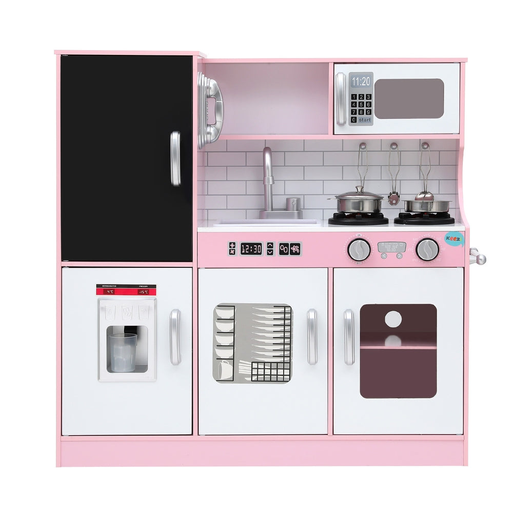 Keezi Wooden Play Kitchen with Blackboard — Pink, 80 cm — product image 3