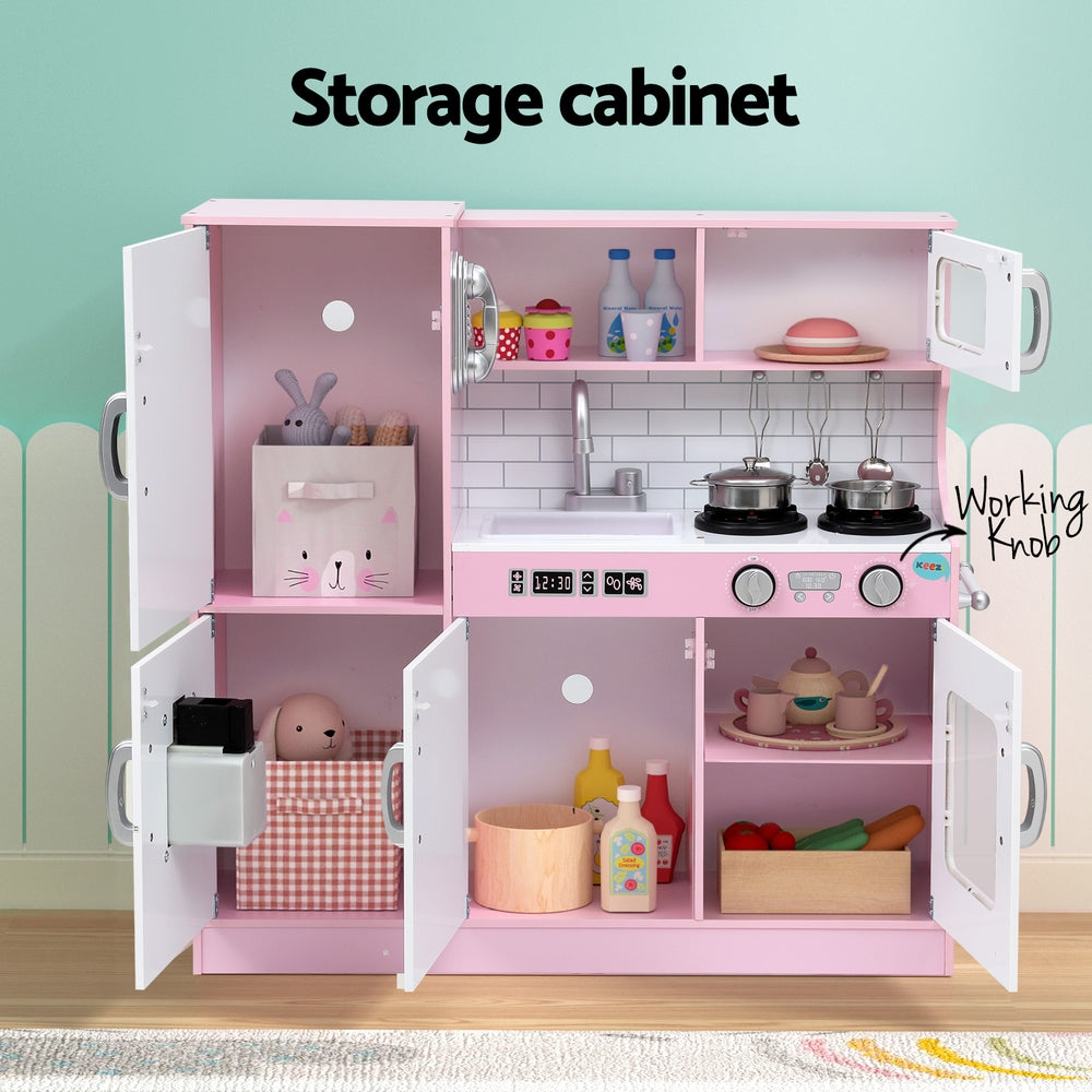 Keezi Wooden Play Kitchen with Blackboard — Pink, 80 cm — product image 6
