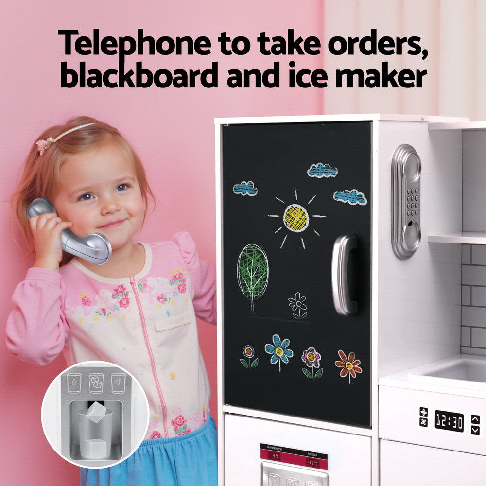 Keezi Wooden Play Kitchen with Blackboard — White, 80 cm — product image 5