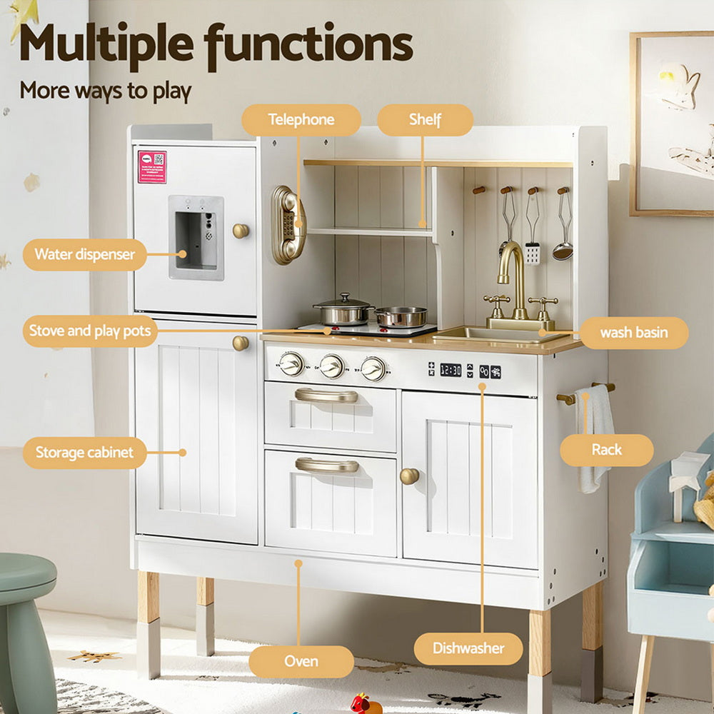 Keezi Wooden Play Kitchen with Storage — Gold — product image 5