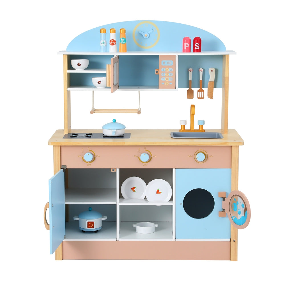 Keezi Wooden Play Kitchen with Oven & Dishwasher — Blue, 80 cm — product image 3
