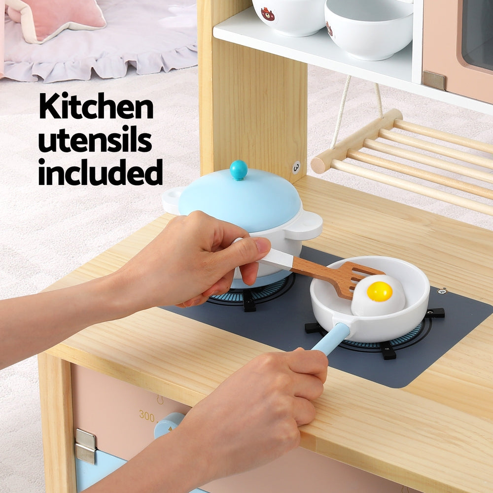 Keezi Wooden Play Kitchen with Oven & Dishwasher — Blue, 80 cm — product image 4