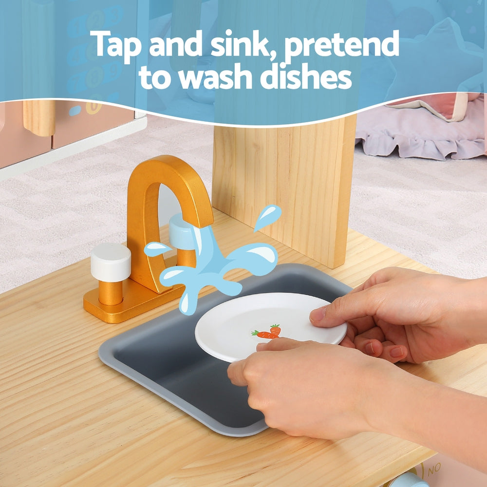 Keezi Wooden Play Kitchen with Oven & Dishwasher — Blue, 80 cm — product image 5