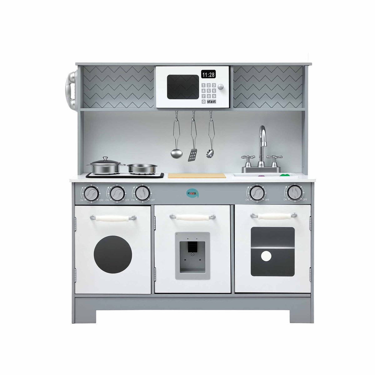 Keezi Wooden Play Kitchen & Food Set — Grey, 82 cm — product image 3