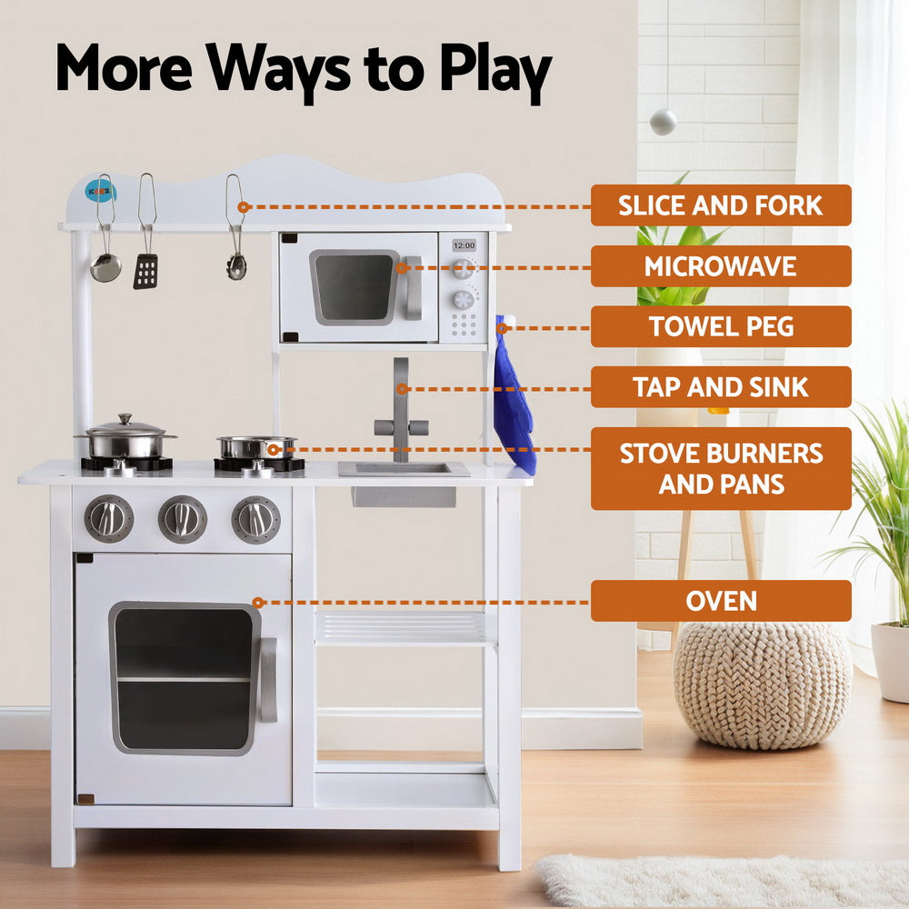 Keezi Wooden Play Kitchen with Cookware & Play Food — product image 4