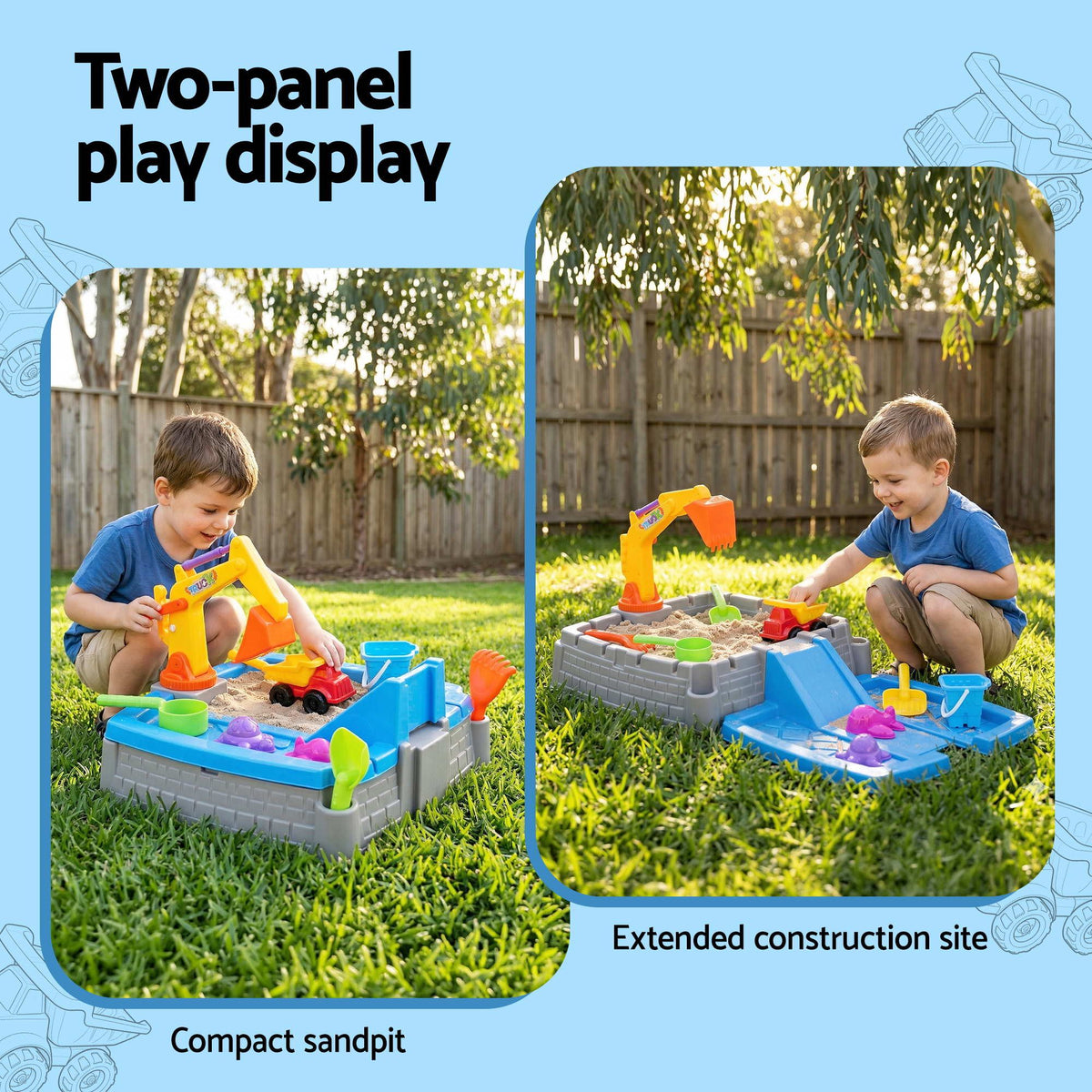 Keezi Excavator Sand & Water Play Table — 2-in-1