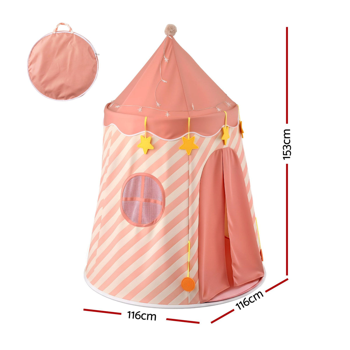 Keezi Pink Star Play Tent with Lights & Mat
