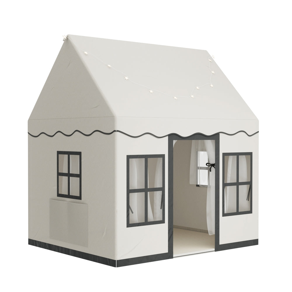 Keezi Play Tent with Star Lights & Floor Mat — White