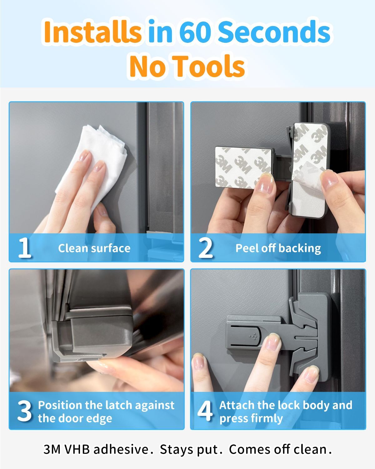 Child Safety Fridge Lock – White, 2-Pack — product image 9