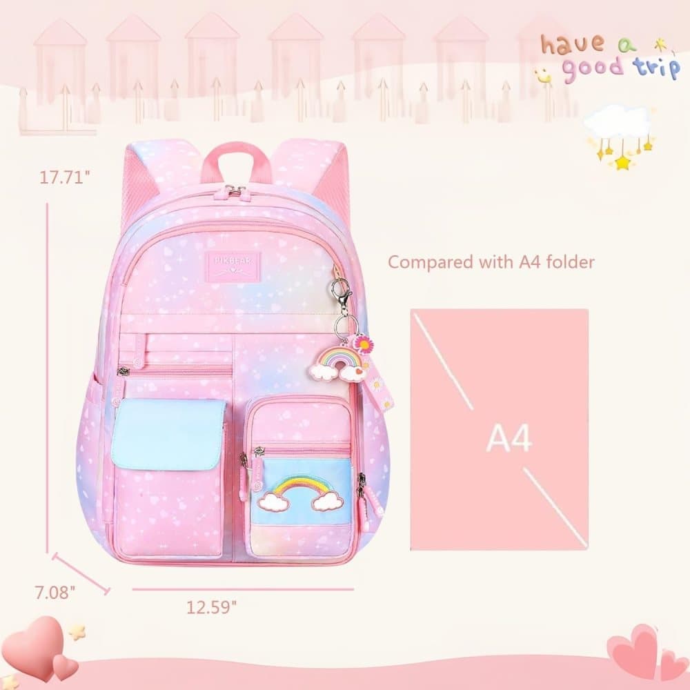 School Backpack with Reflective Strap — Purple — product image 3