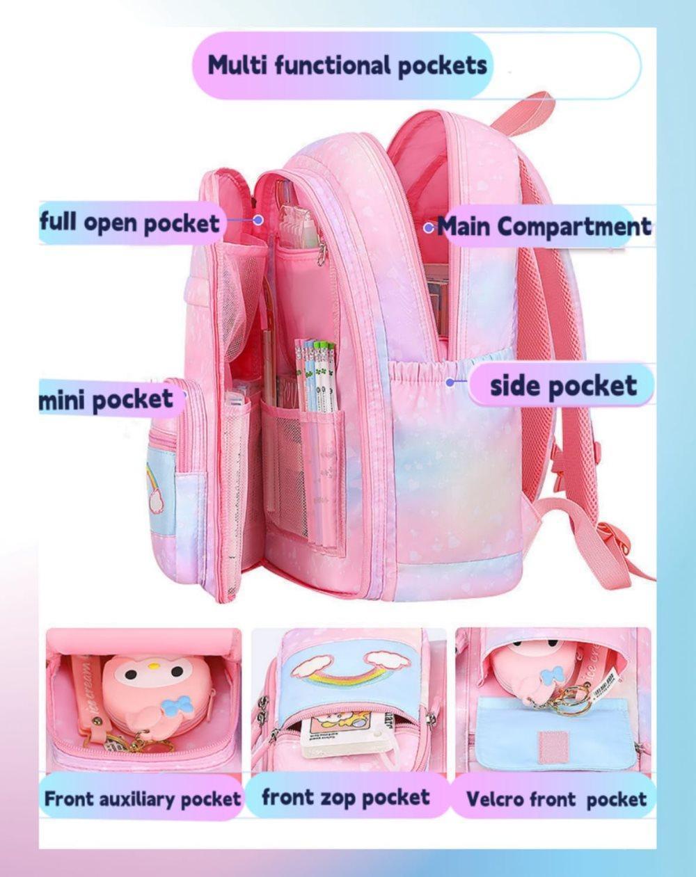 School Backpack with Reflective Strap — Purple — product image 4
