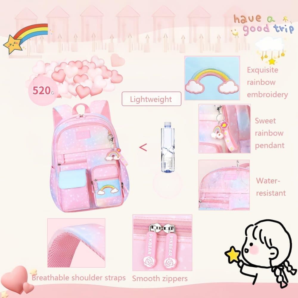 School Backpack with Reflective Strap — Purple — product image 5