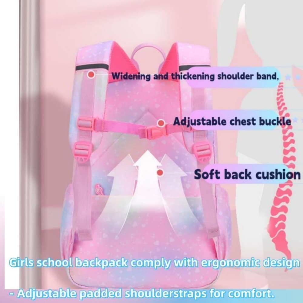 School Backpack with Reflective Strap — Purple — product image 10