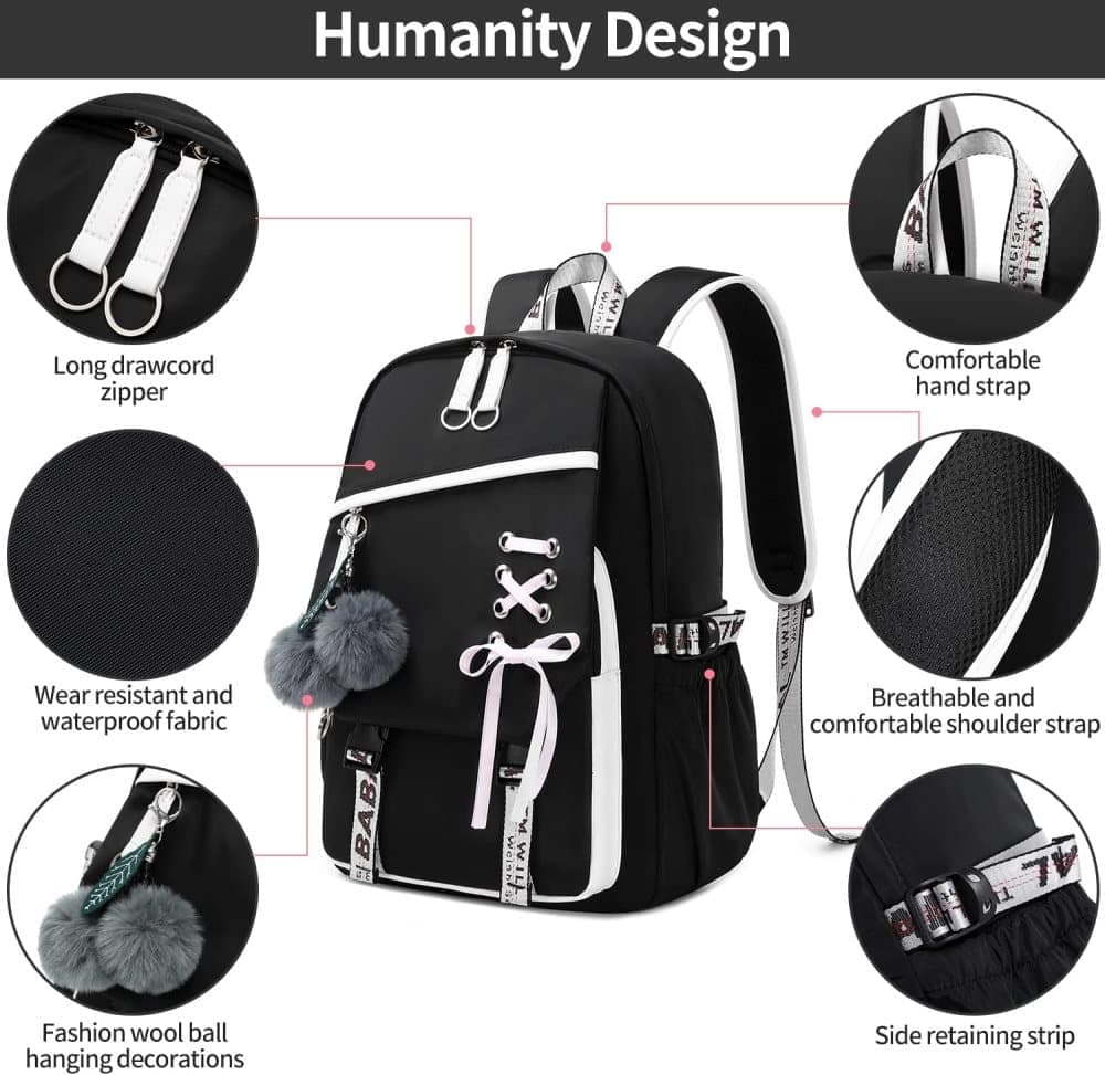 Kids' School Backpack — Black — product image 4