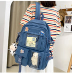 School Backpack with Accessories & Plush Charm — Blue — product image 3