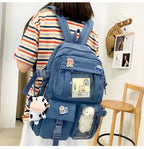 School Backpack with Accessories & Plush Charm — Blue — product image 5