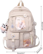 School Backpack with Pins & Plush Charm — Pink — product image 2