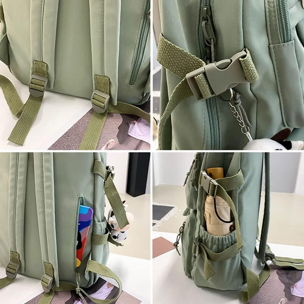School Backpack with Pins & Plush Charm — Pink — product image 4