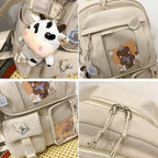 School Backpack with Pins & Plush Charm — Pink — product image 7