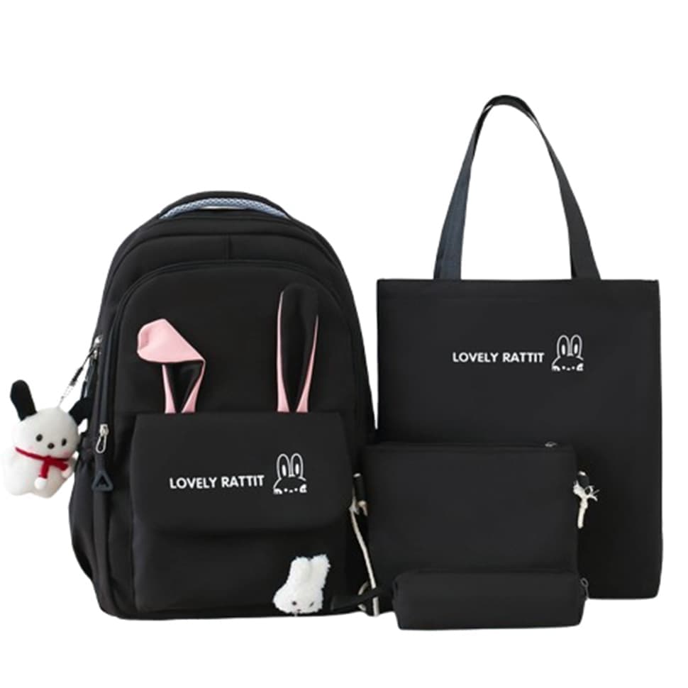 Rabbit Ears School Backpack Set — Black, 4 Pieces — product image 1