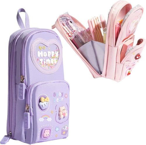 3-Compartment Pencil Case — Purple — product image 1