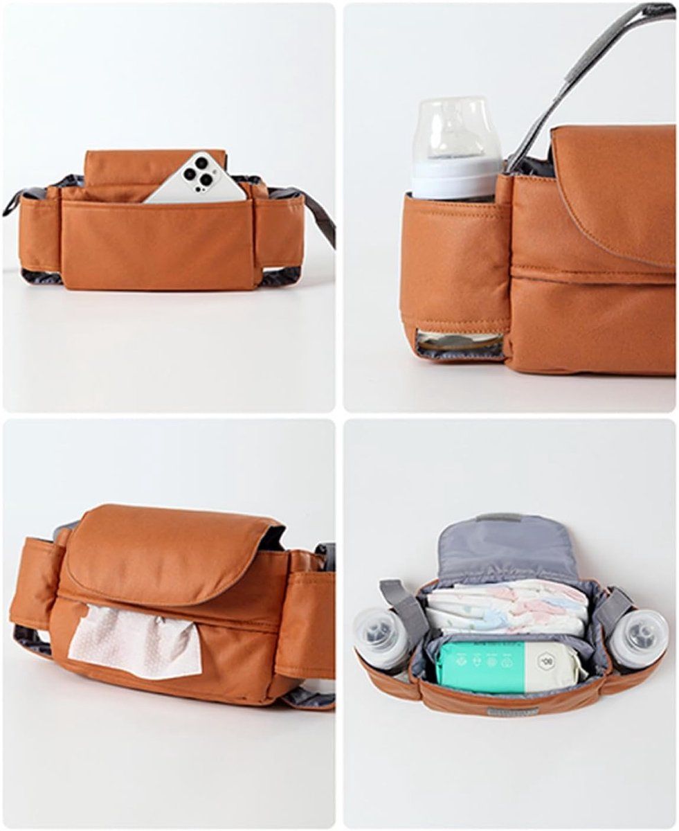Pram Storage Bag with Cup Holder & Tissue Pocket — Brown — product image 5