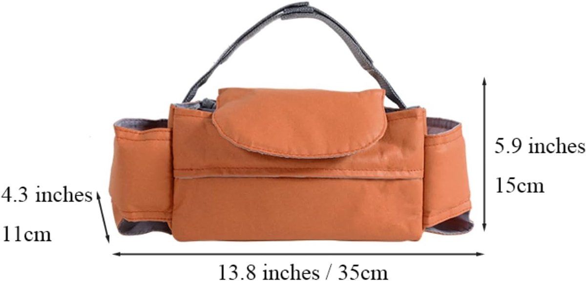Pram Storage Bag with Cup Holder & Tissue Pocket — Brown — product image 6