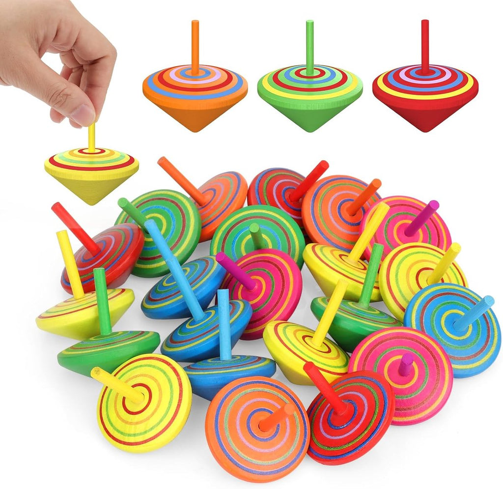 Mini Wooden Spinning Tops — 30-Pack — product image 1