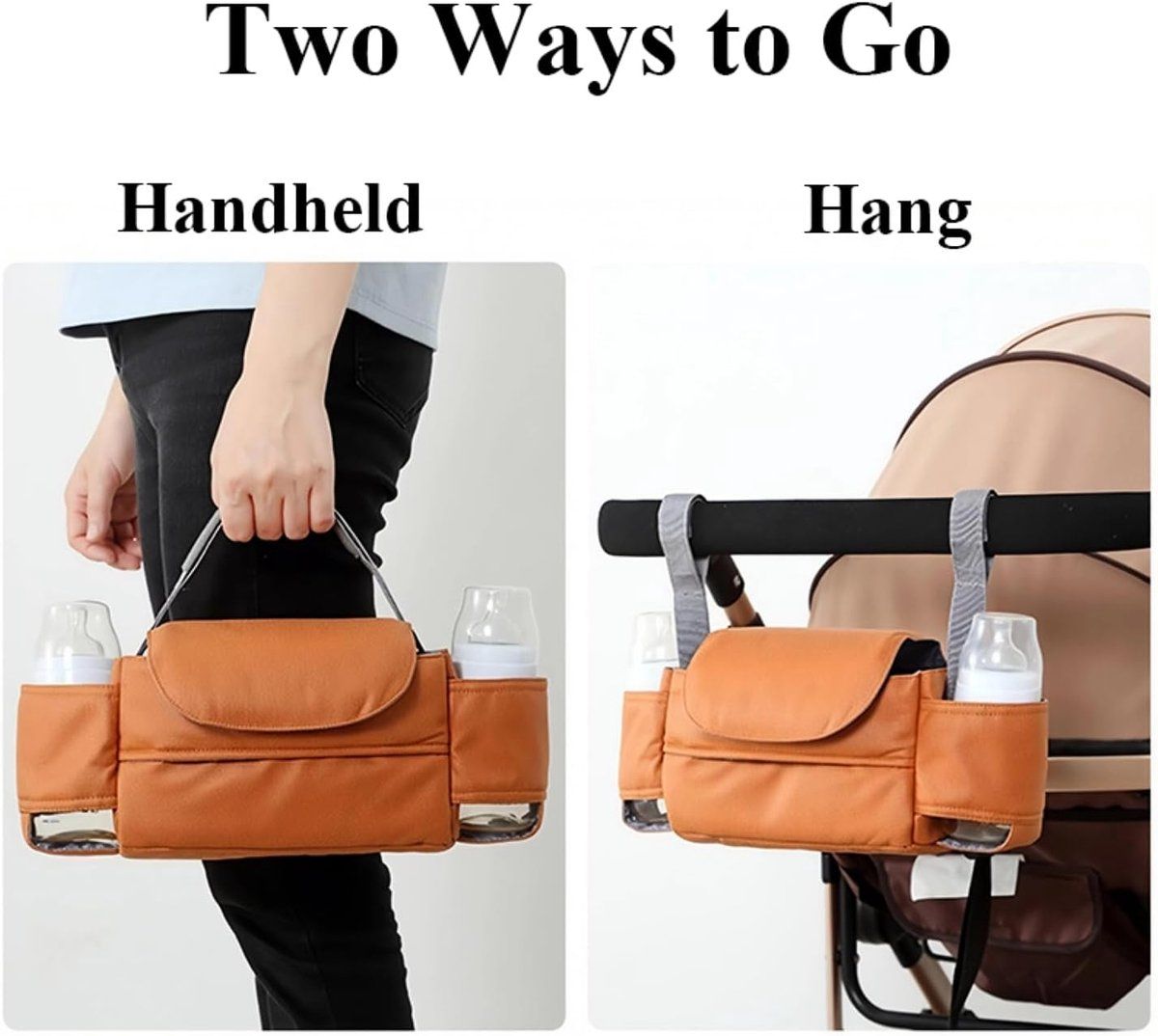 Pram Organiser with Cup Holder & Tissue Pocket — Brown — product image 4