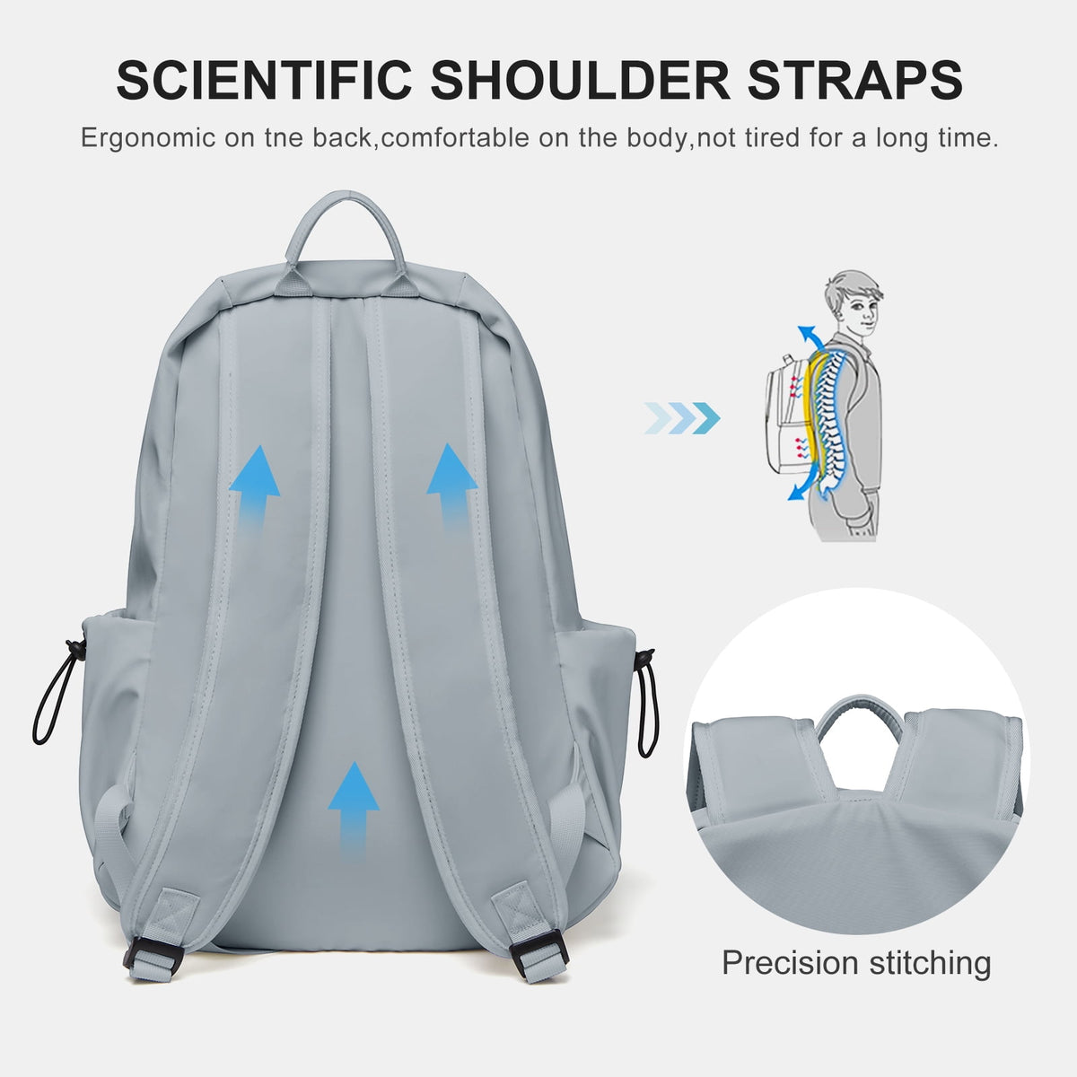Unisex Lightweight Water-Resistant Backpack, Black Blue — product image 3