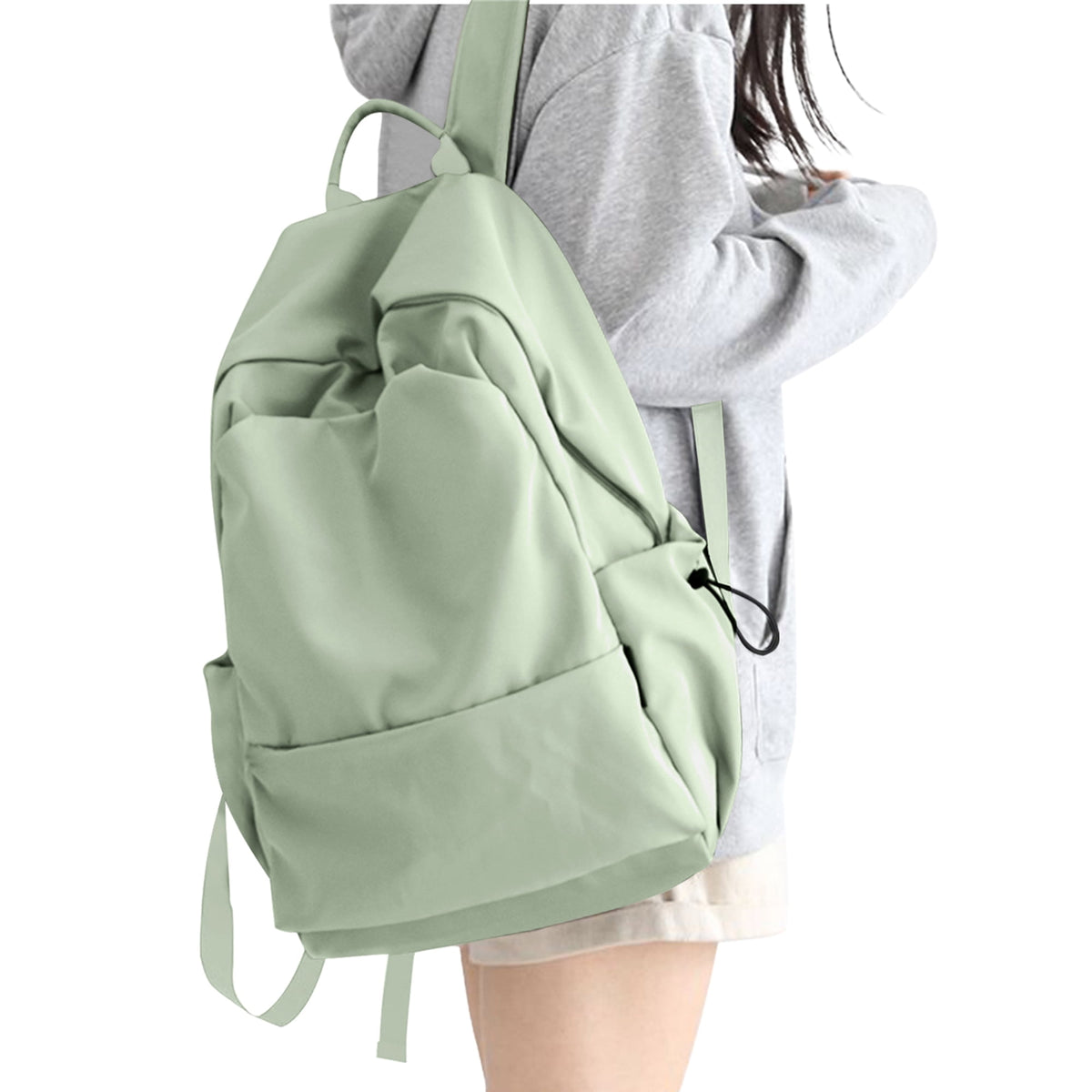 Unisex Lightweight Water-Resistant Backpack, Black Light Green — product image 1