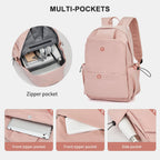 Unisex Lightweight Water-Resistant Backpack, Black Pink — product image 4